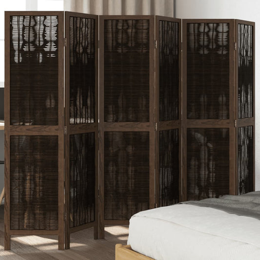 Kamerscherm met 6 panelen massief paulowniahout donkerbruin is nu te koop bij PeponiXL, paradijselijk wonen!