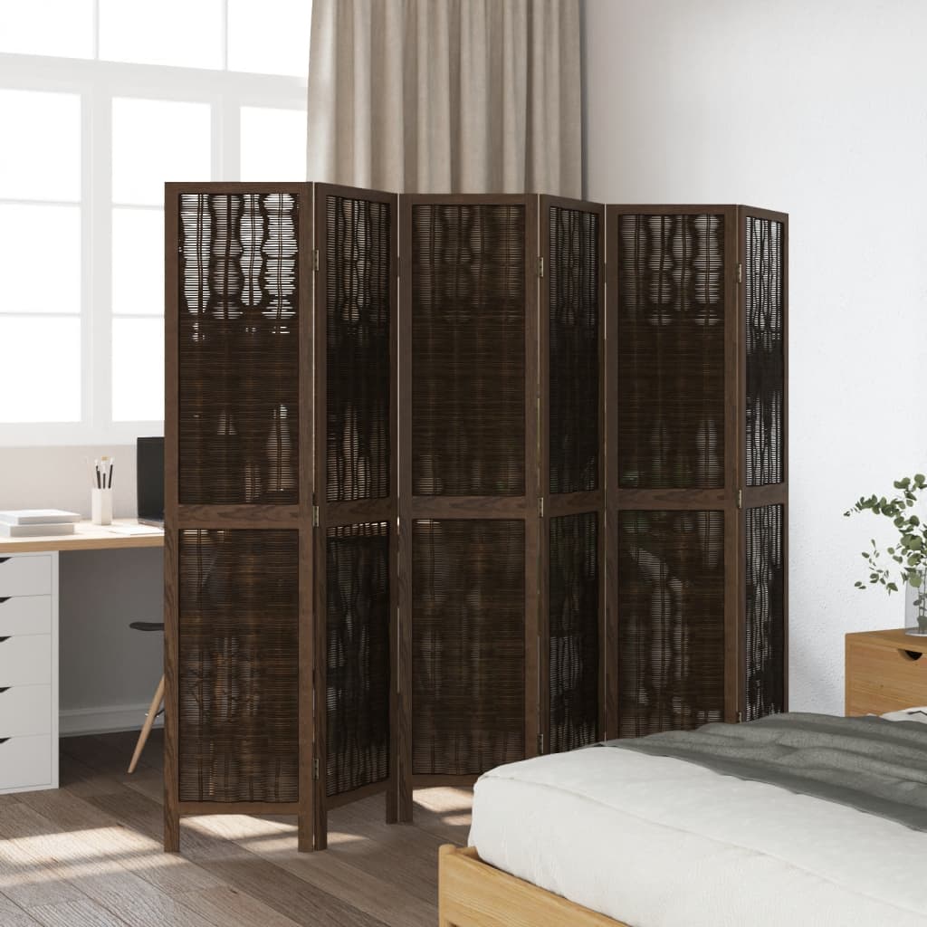 Kamerscherm met 6 panelen massief paulowniahout donkerbruin is nu te koop bij PeponiXL, paradijselijk wonen!
