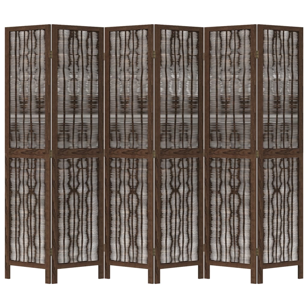 Kamerscherm met 6 panelen massief paulowniahout donkerbruin is nu te koop bij PeponiXL, paradijselijk wonen!