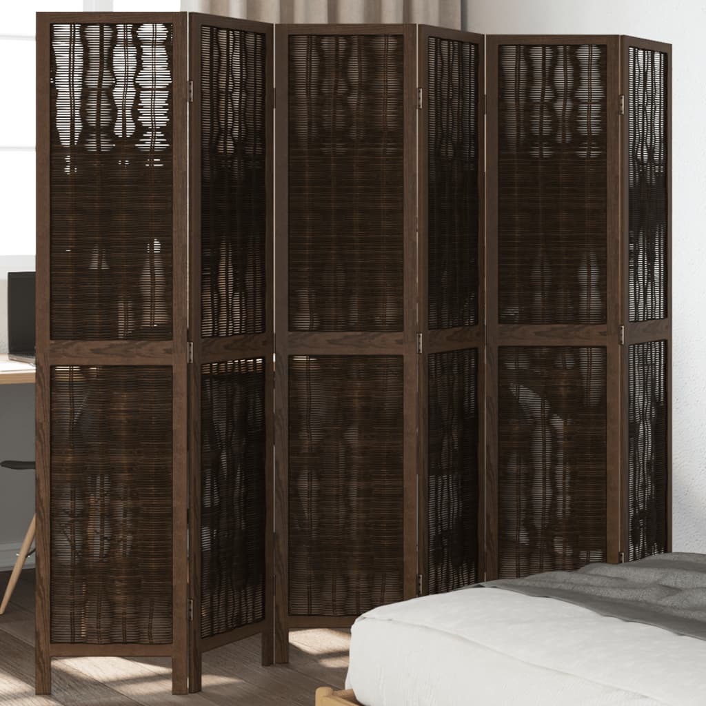 Kamerscherm met 6 panelen massief paulowniahout donkerbruin is nu te koop bij PeponiXL, paradijselijk wonen!