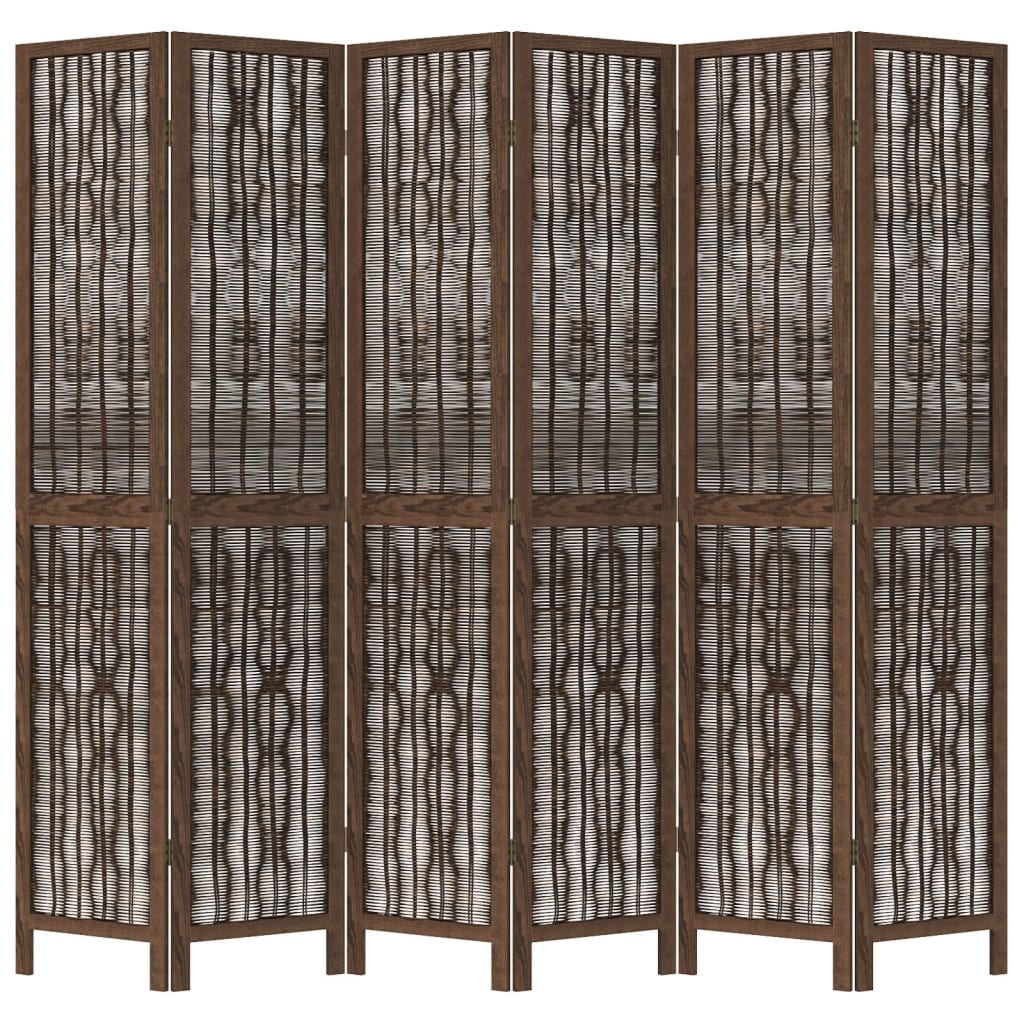 Kamerscherm met 6 panelen massief paulowniahout donkerbruin is nu te koop bij PeponiXL, paradijselijk wonen!