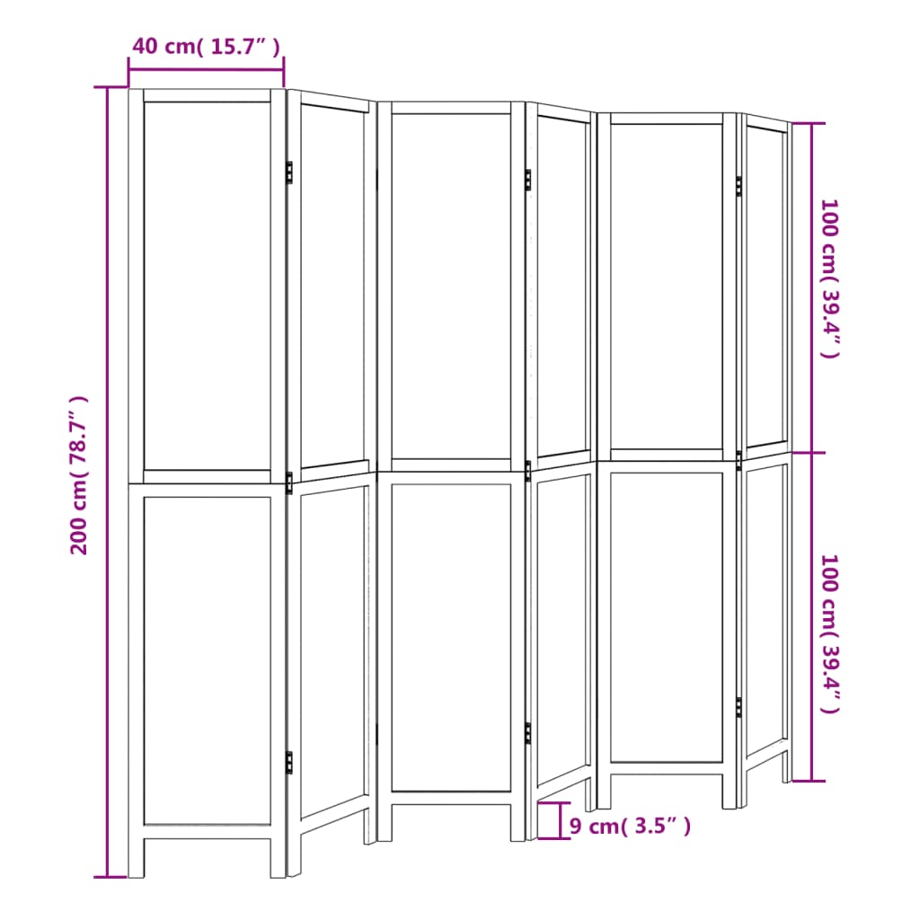 Kamerscherm met 6 panelen massief paulowniahout donkerbruin is nu te koop bij PeponiXL, paradijselijk wonen!
