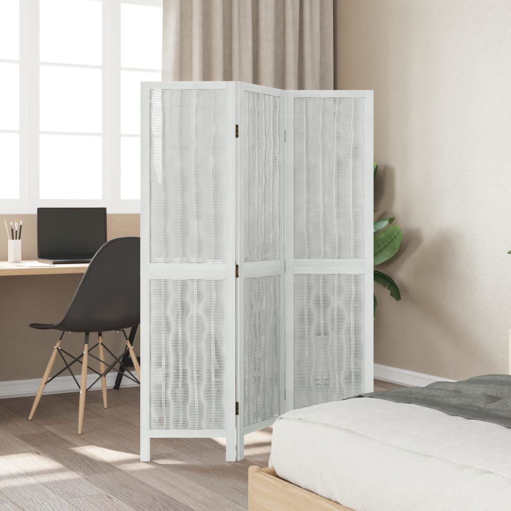 Kamerscherm met 3 panelen massief paulowniahout wit is nu te koop bij PeponiXL, paradijselijk wonen!
