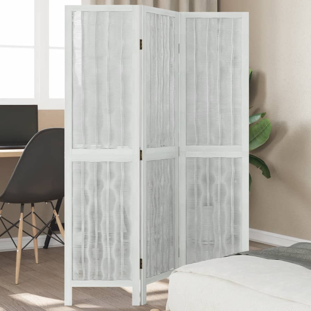 Kamerscherm met 3 panelen massief paulowniahout wit is nu te koop bij PeponiXL, paradijselijk wonen!
