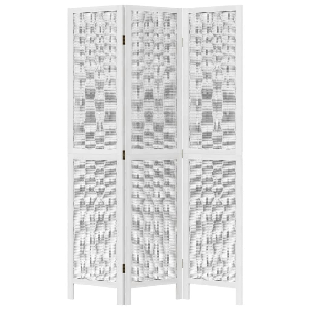 Kamerscherm met 3 panelen massief paulowniahout wit is nu te koop bij PeponiXL, paradijselijk wonen!