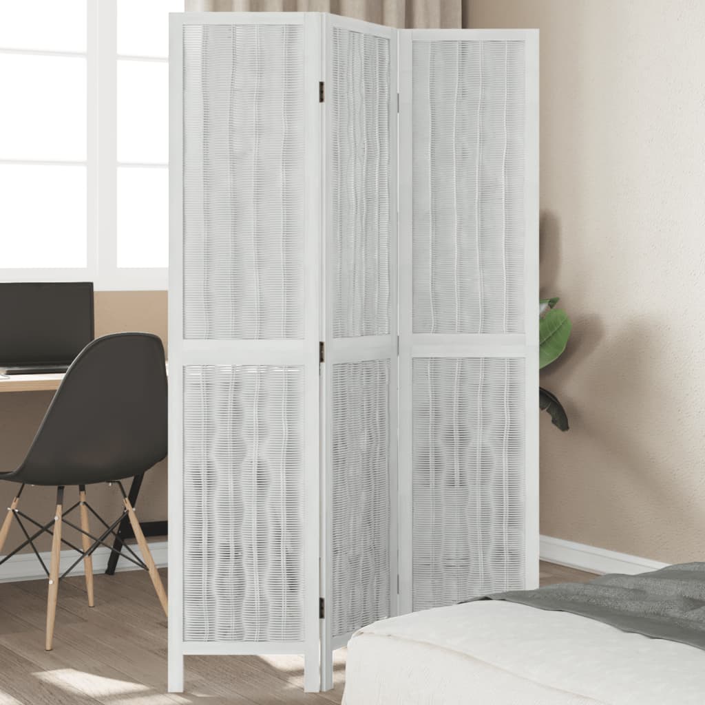Kamerscherm met 3 panelen massief paulowniahout wit is nu te koop bij PeponiXL, paradijselijk wonen!