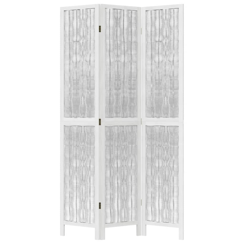 Kamerscherm met 3 panelen massief paulowniahout wit is nu te koop bij PeponiXL, paradijselijk wonen!