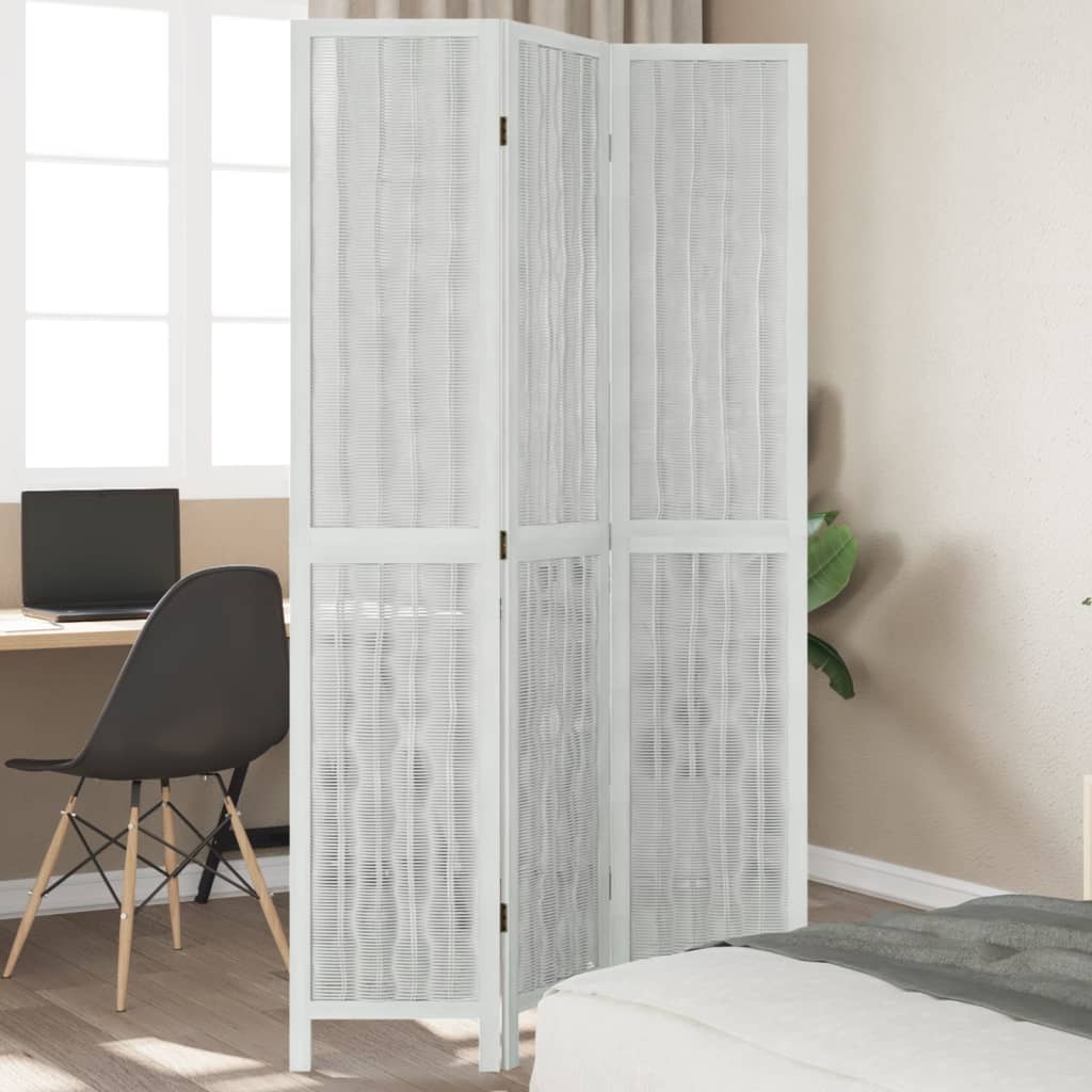 Kamerscherm met 3 panelen massief paulowniahout wit is nu te koop bij PeponiXL, paradijselijk wonen!