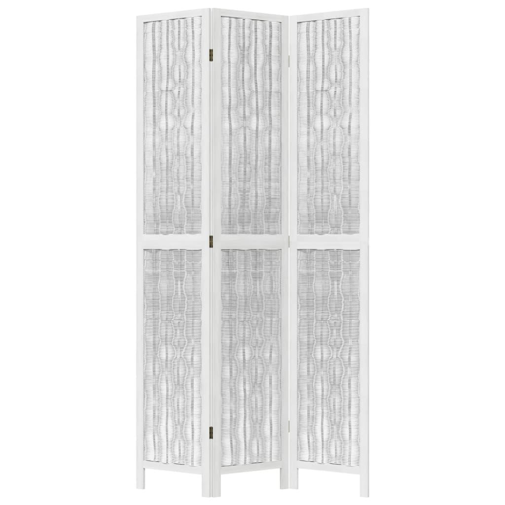 Kamerscherm met 3 panelen massief paulowniahout wit is nu te koop bij PeponiXL, paradijselijk wonen!