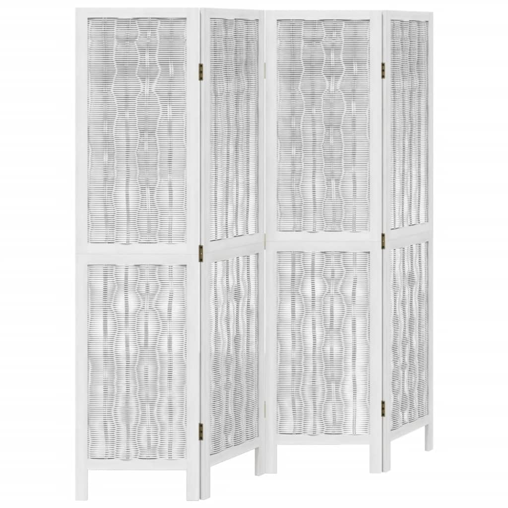 Kamerscherm met 4 panelen massief paulowniahout wit is nu te koop bij PeponiXL, paradijselijk wonen!