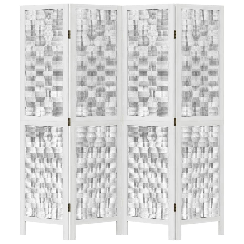 Kamerscherm met 4 panelen massief paulowniahout wit is nu te koop bij PeponiXL, paradijselijk wonen!