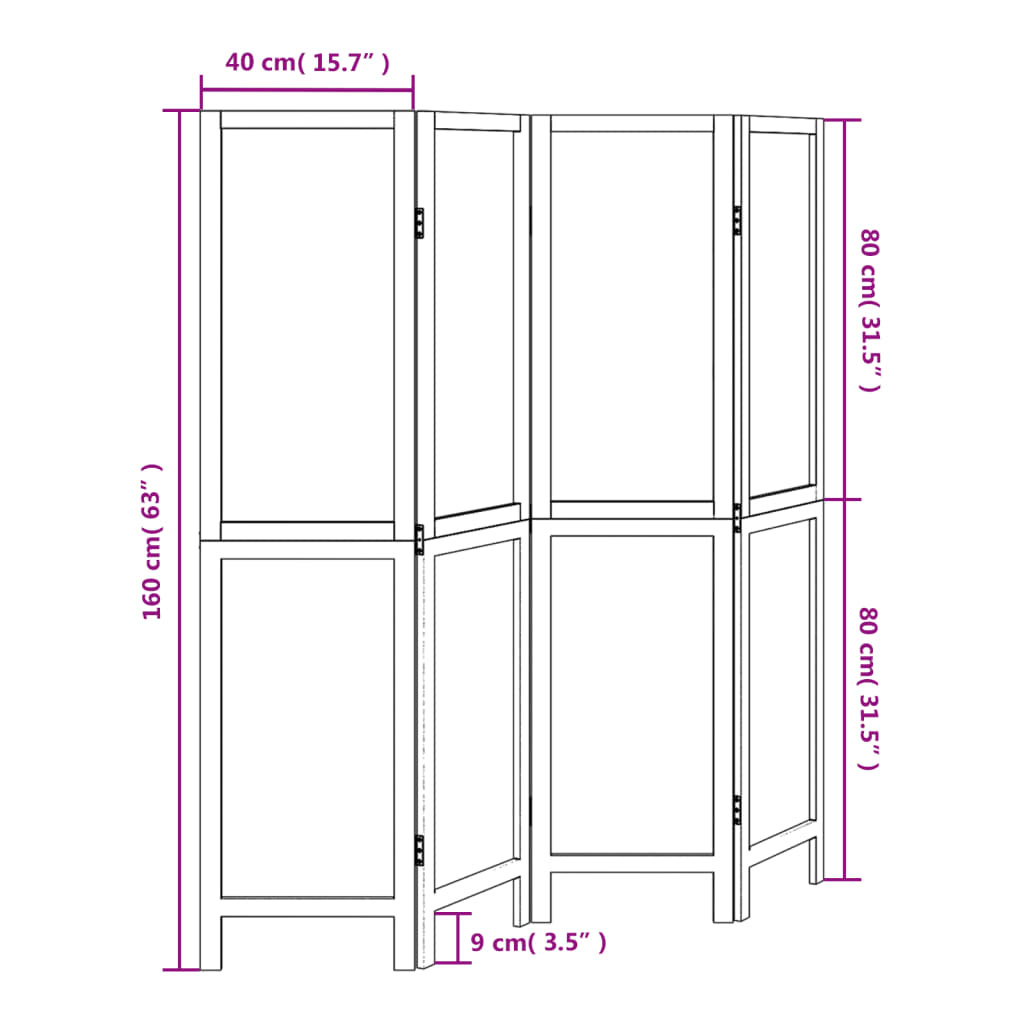 Kamerscherm met 4 panelen massief paulowniahout wit is nu te koop bij PeponiXL, paradijselijk wonen!