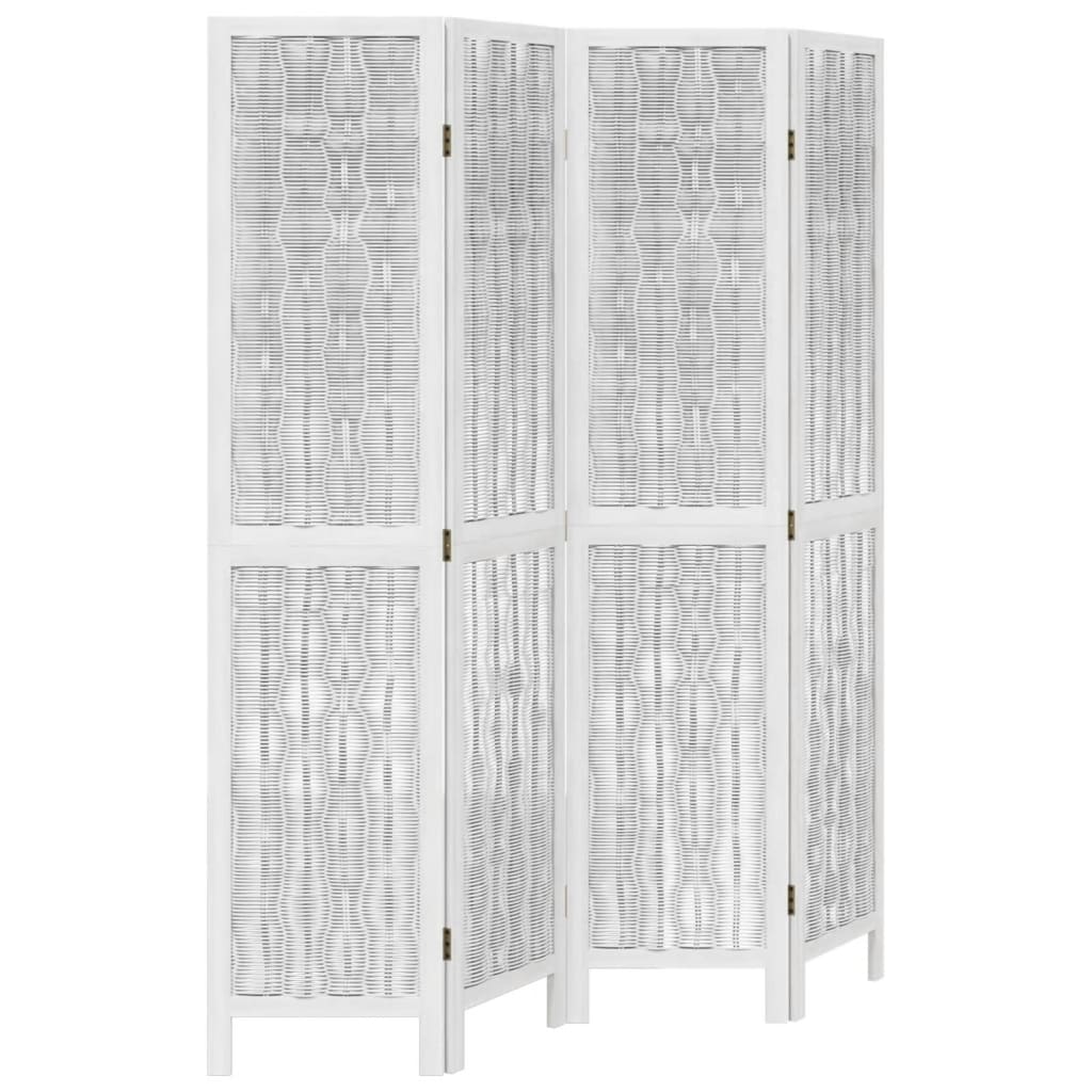 Kamerscherm met 4 panelen massief paulowniahout wit is nu te koop bij PeponiXL, paradijselijk wonen!