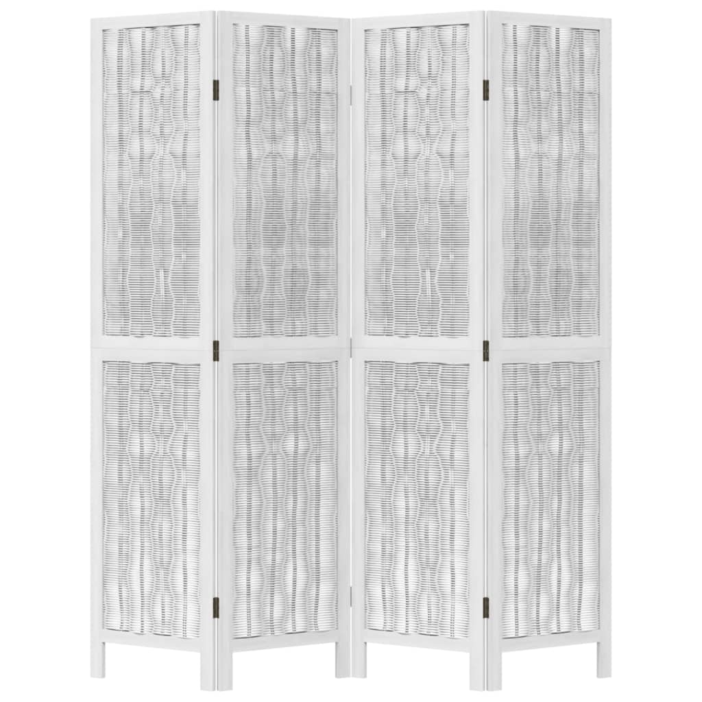 Kamerscherm met 4 panelen massief paulowniahout wit is nu te koop bij PeponiXL, paradijselijk wonen!