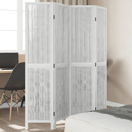 Kamerscherm met 4 panelen massief paulowniahout wit is nu te koop bij PeponiXL, paradijselijk wonen!
