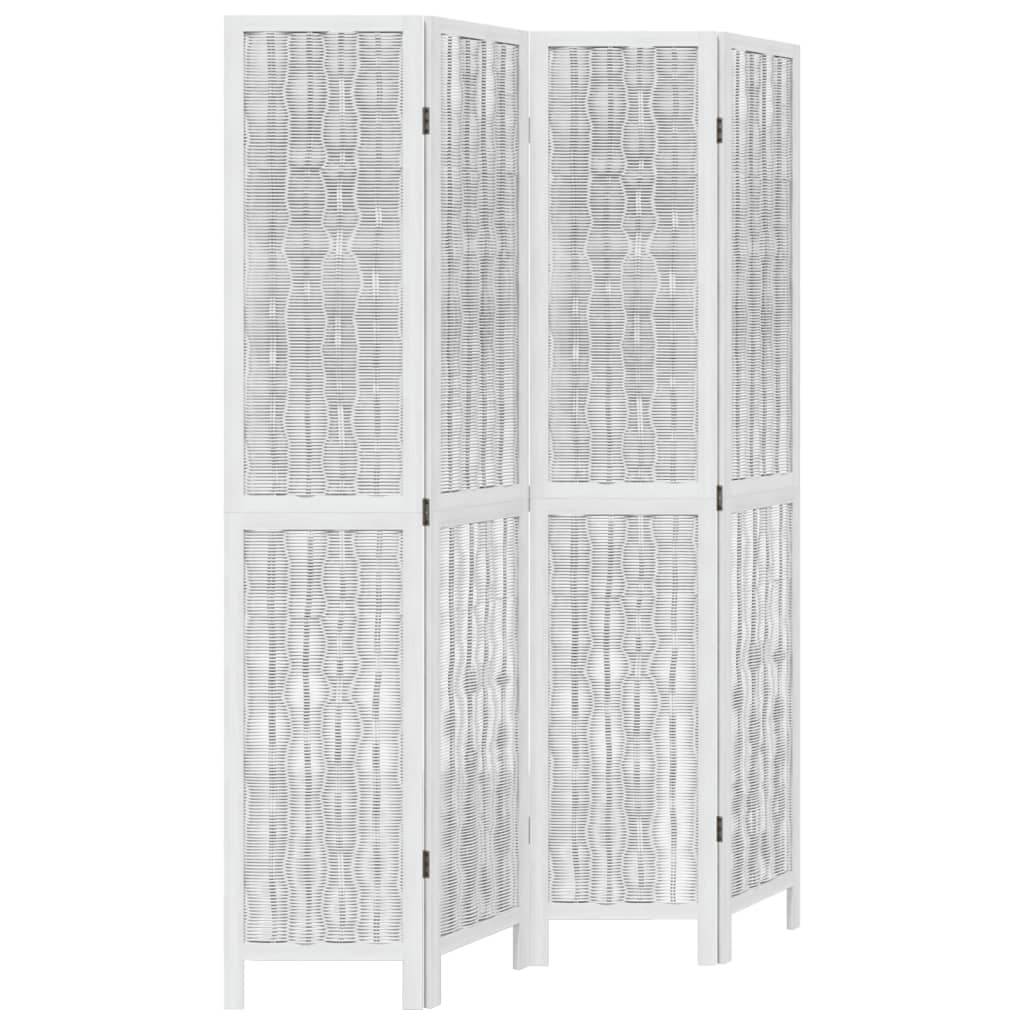 Kamerscherm met 4 panelen massief paulowniahout wit is nu te koop bij PeponiXL, paradijselijk wonen!