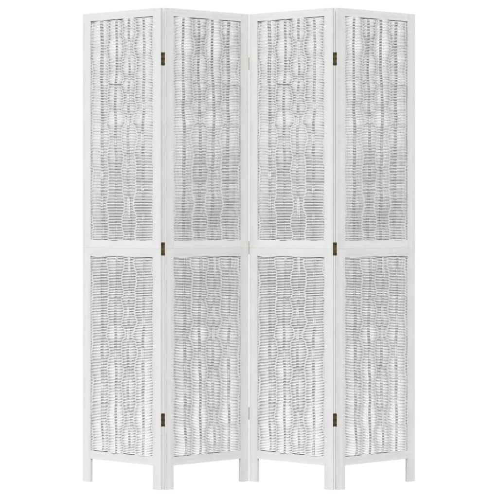 Kamerscherm met 4 panelen massief paulowniahout wit is nu te koop bij PeponiXL, paradijselijk wonen!