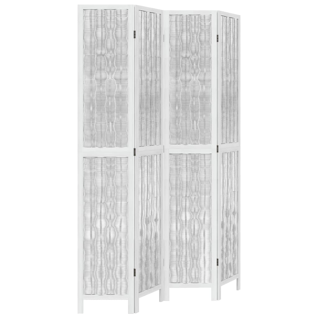 Kamerscherm met 4 panelen massief paulowniahout wit is nu te koop bij PeponiXL, paradijselijk wonen!