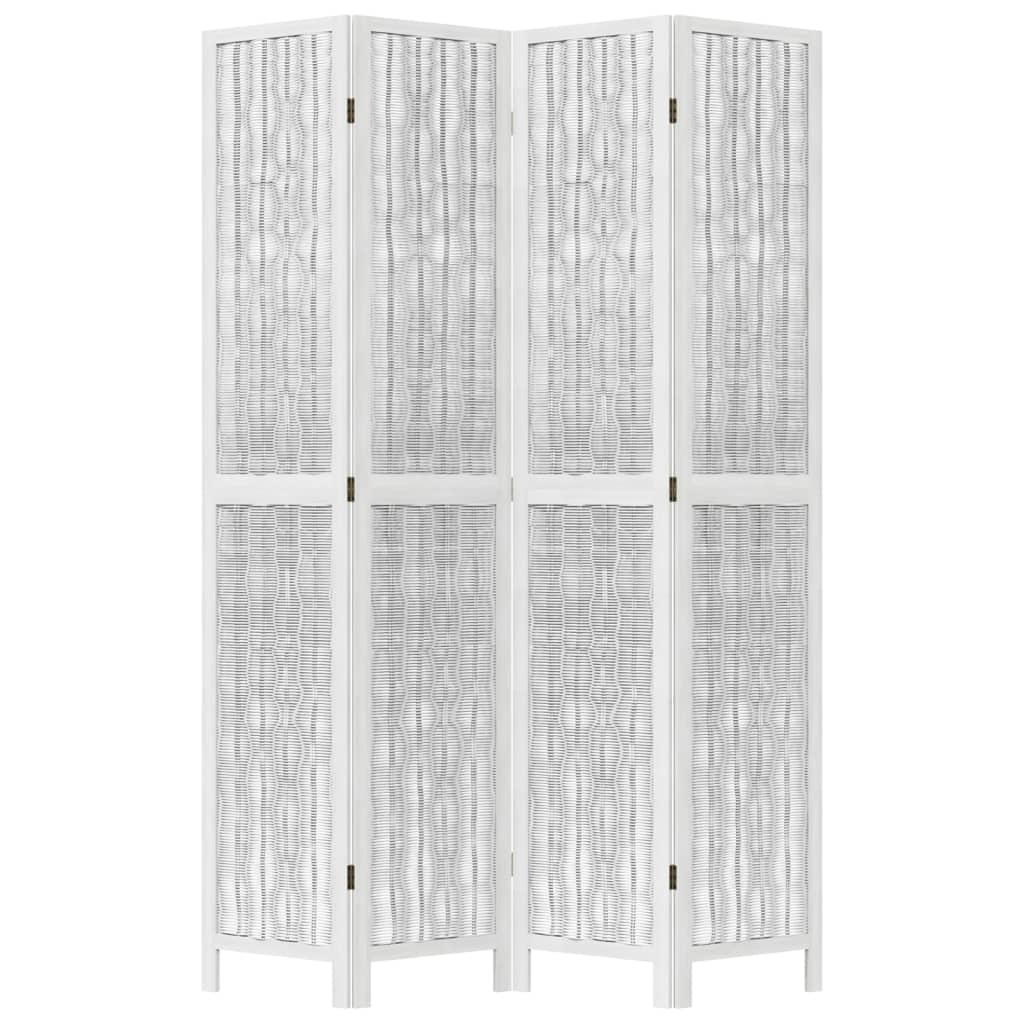Kamerscherm met 4 panelen massief paulowniahout wit is nu te koop bij PeponiXL, paradijselijk wonen!