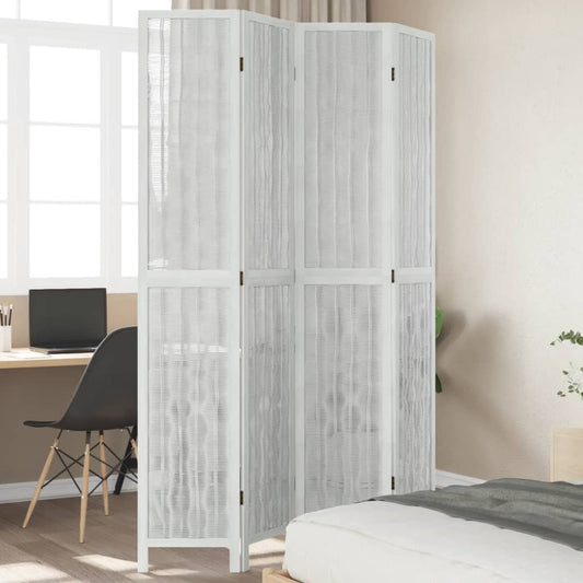 Kamerscherm met 4 panelen massief paulowniahout wit is nu te koop bij PeponiXL, paradijselijk wonen!