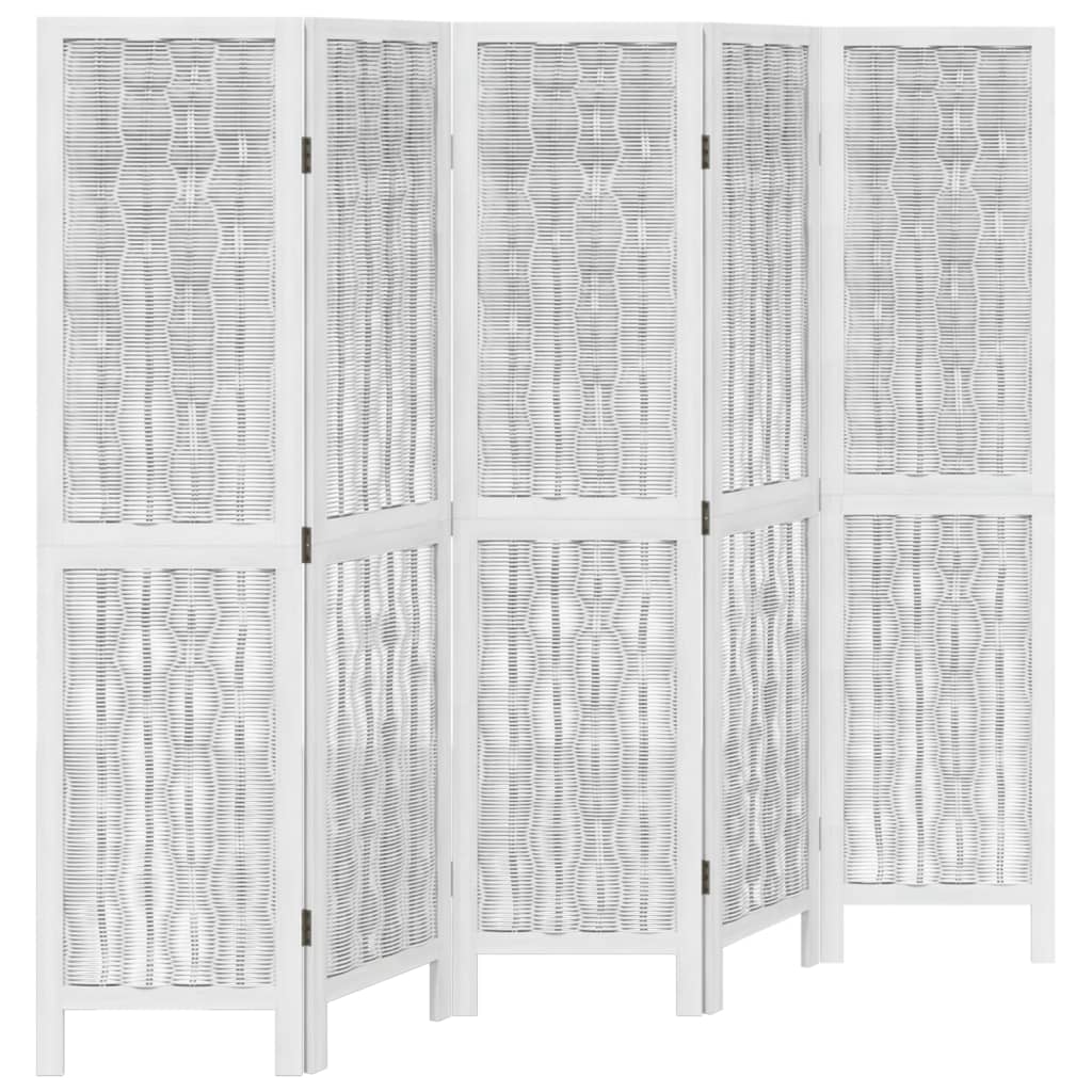 Kamerscherm met 5 panelen massief paulowniahout wit is nu te koop bij PeponiXL, paradijselijk wonen!