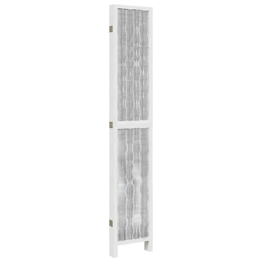 Kamerscherm met 5 panelen massief paulowniahout wit is nu te koop bij PeponiXL, paradijselijk wonen!