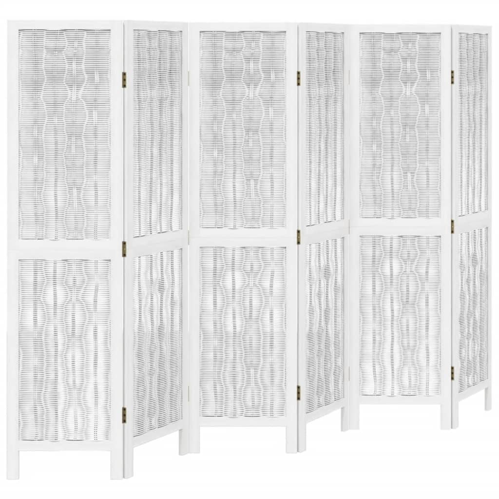 Kamerscherm met 6 panelen massief paulowniahout wit is nu te koop bij PeponiXL, paradijselijk wonen!