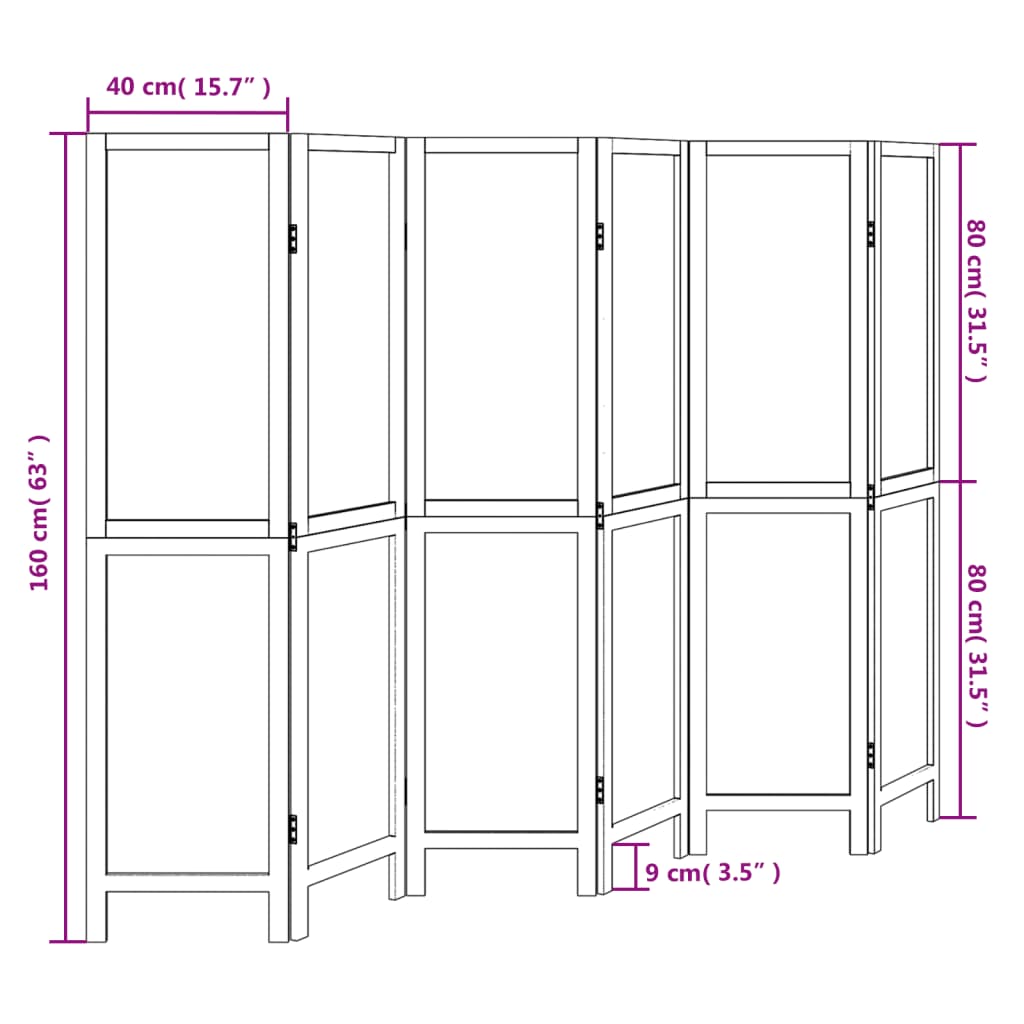 Kamerscherm met 6 panelen massief paulowniahout wit is nu te koop bij PeponiXL, paradijselijk wonen!