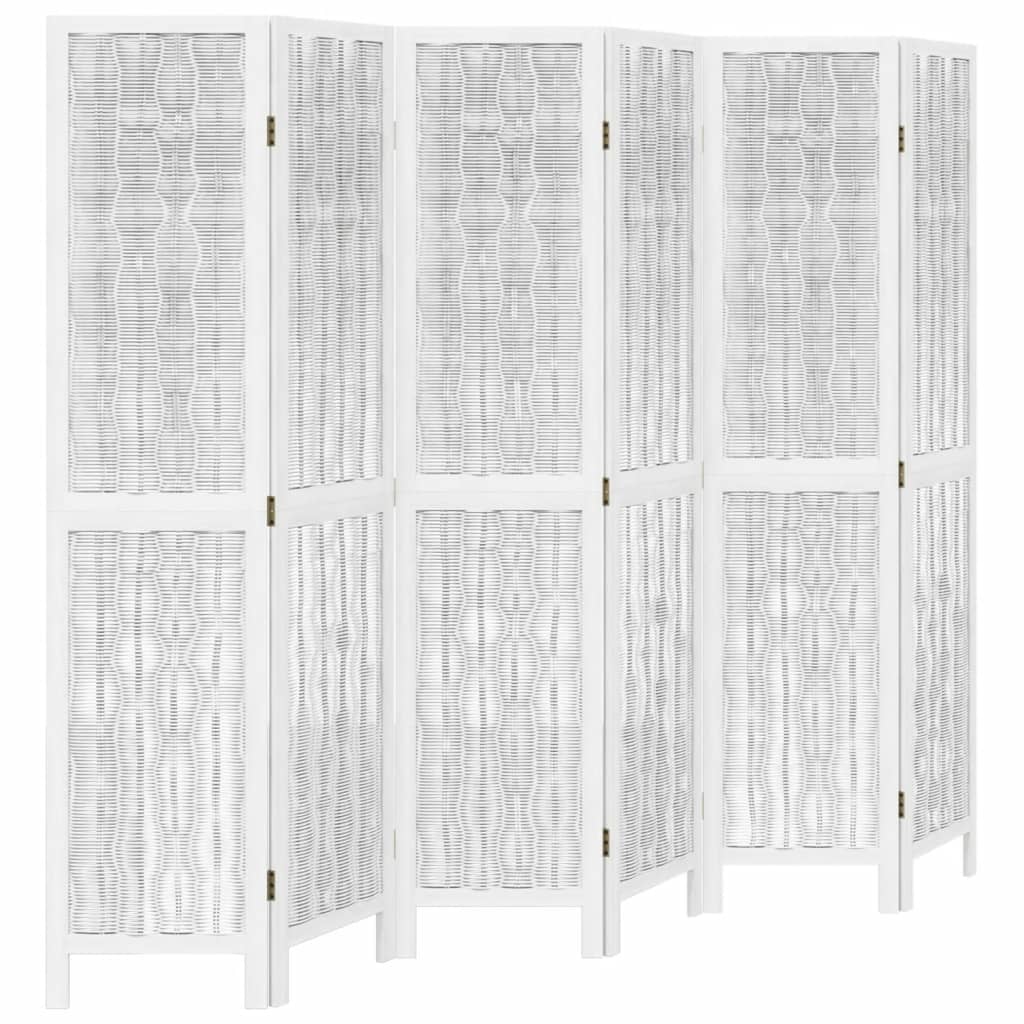 Kamerscherm met 6 panelen massief paulowniahout wit is nu te koop bij PeponiXL, paradijselijk wonen!