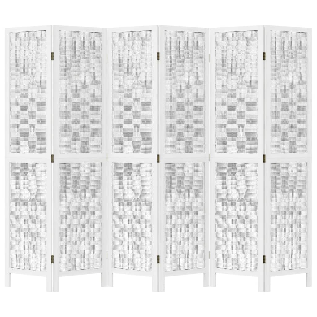 Kamerscherm met 6 panelen massief paulowniahout wit is nu te koop bij PeponiXL, paradijselijk wonen!