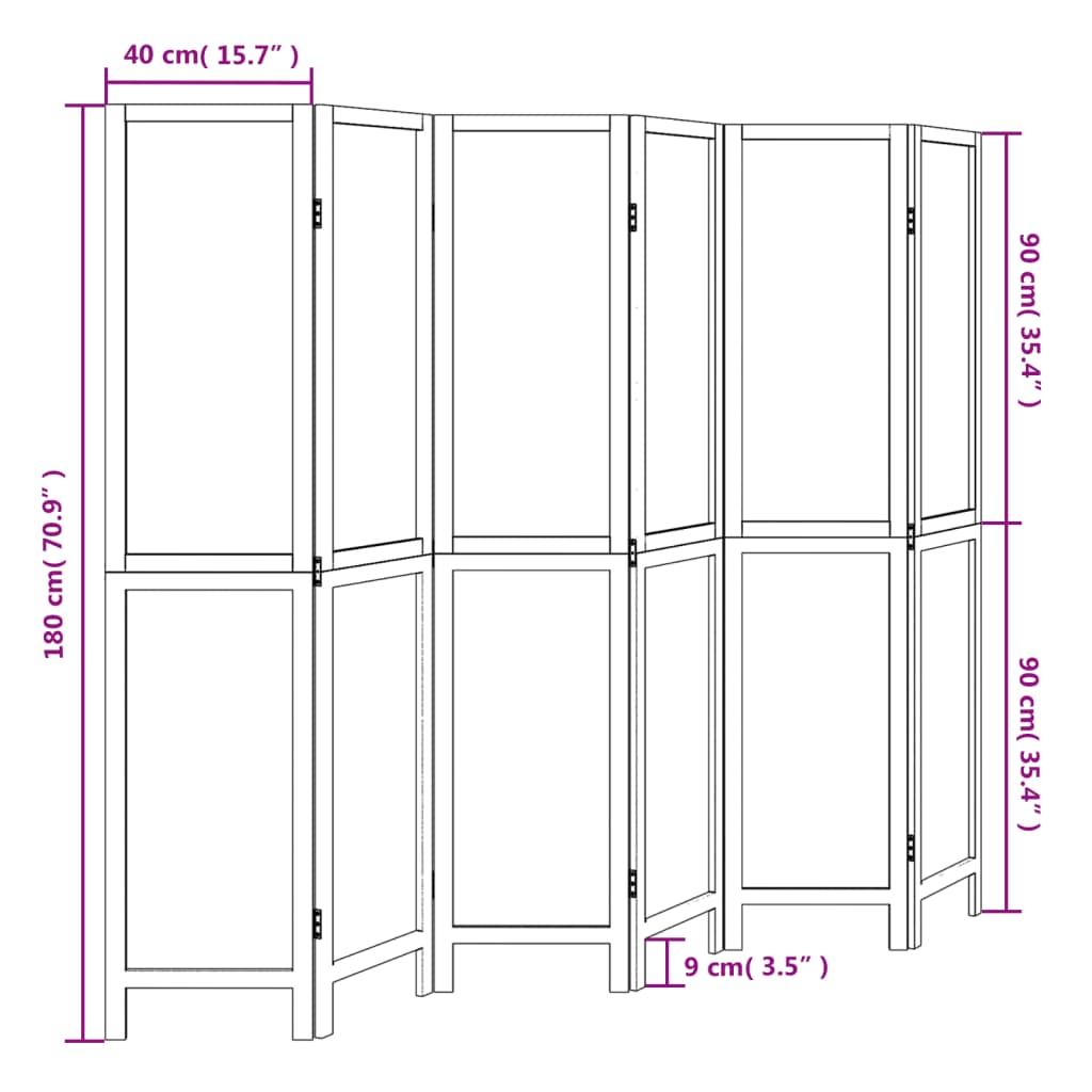 Kamerscherm met 6 panelen massief paulowniahout wit is nu te koop bij PeponiXL, paradijselijk wonen!