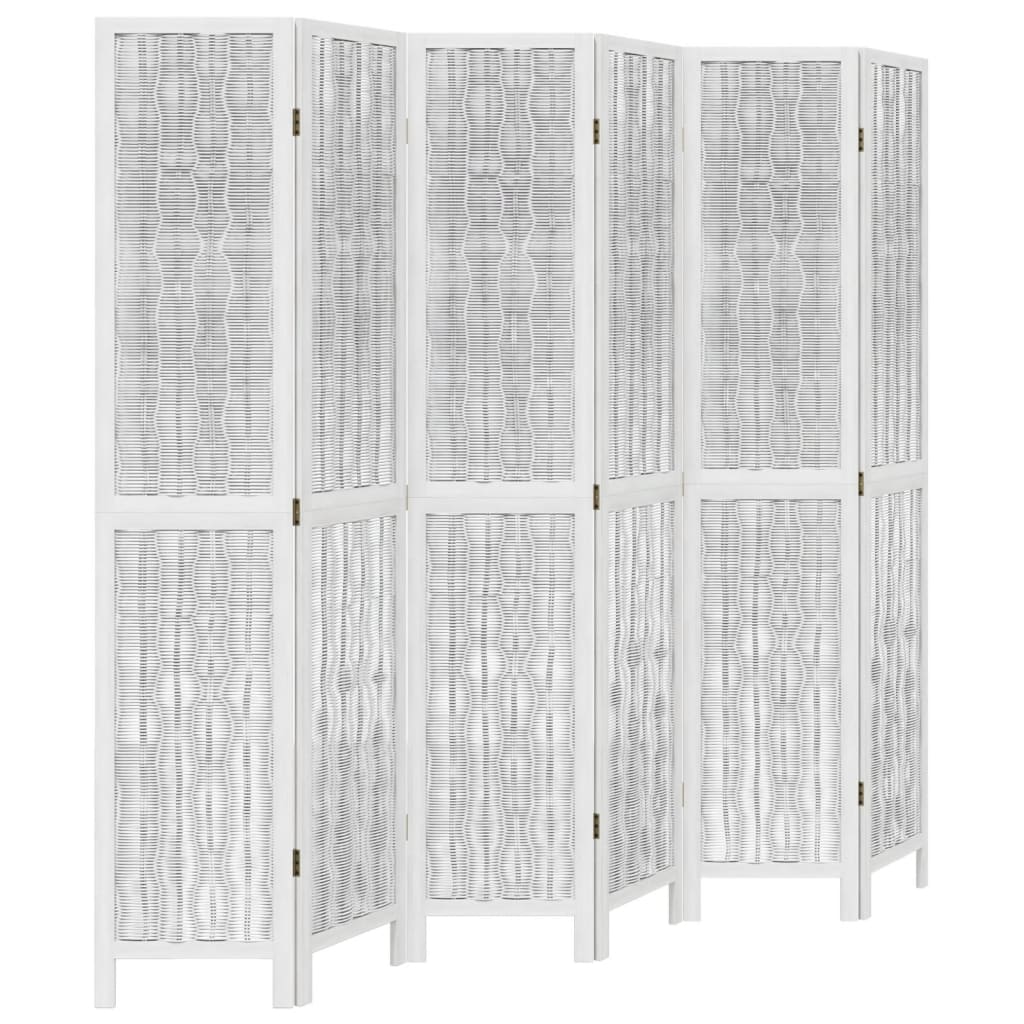 Kamerscherm met 6 panelen massief paulowniahout wit is nu te koop bij PeponiXL, paradijselijk wonen!
