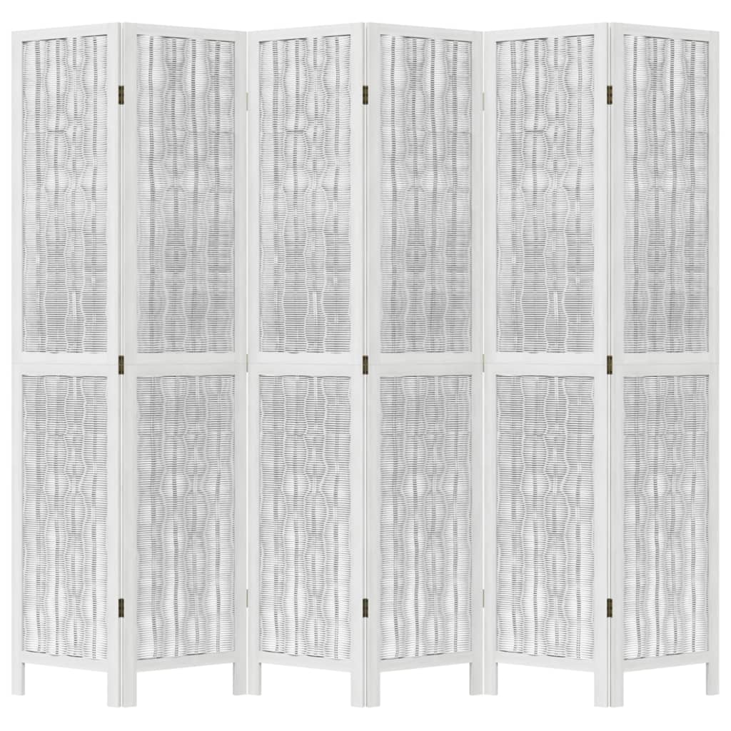 Kamerscherm met 6 panelen massief paulowniahout wit is nu te koop bij PeponiXL, paradijselijk wonen!
