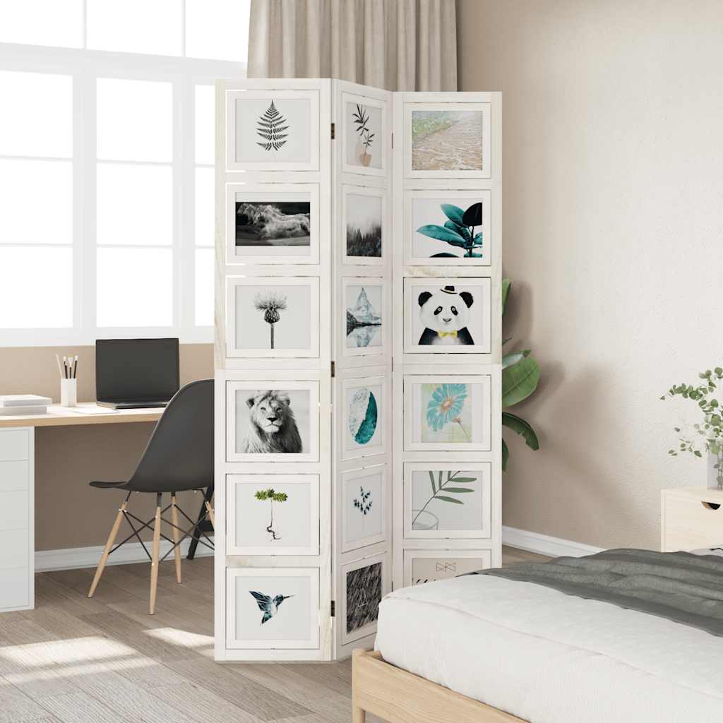 Kamerscherm met 3 panelen massief paulowniahout wit is nu te koop bij PeponiXL, paradijselijk wonen!