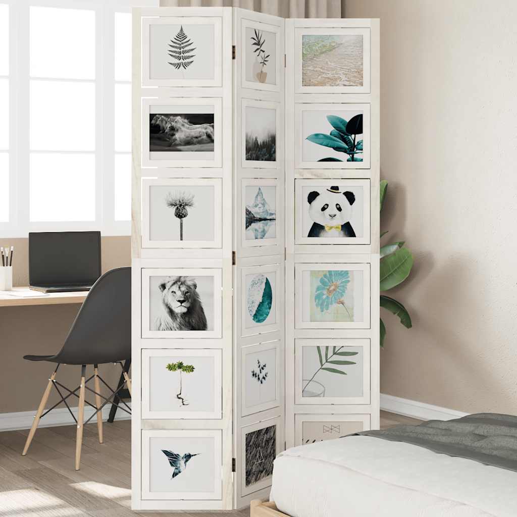Kamerscherm met 3 panelen massief paulowniahout wit is nu te koop bij PeponiXL, paradijselijk wonen!