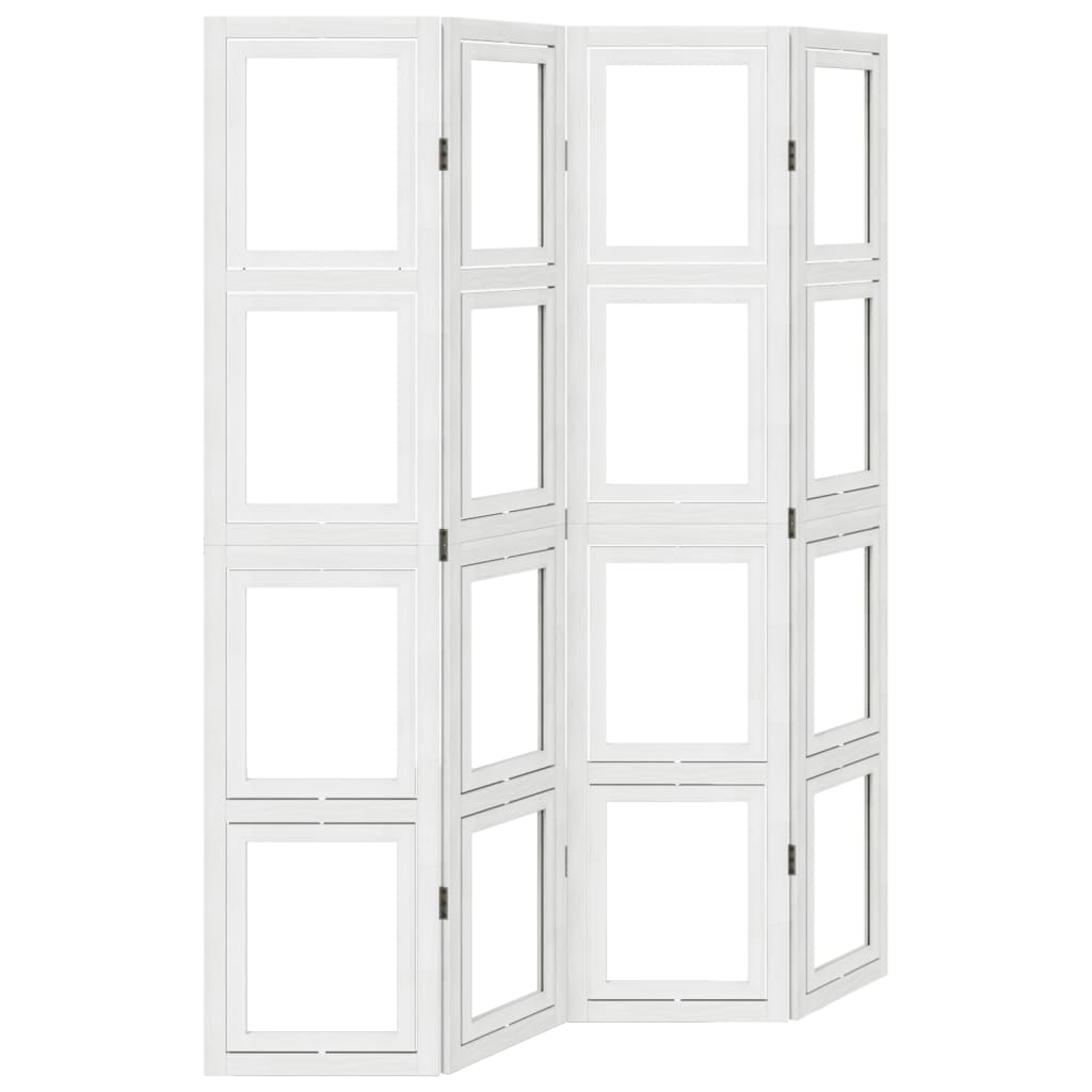 Kamerscherm met 4 panelen massief paulowniahout wit is nu te koop bij PeponiXL, paradijselijk wonen!