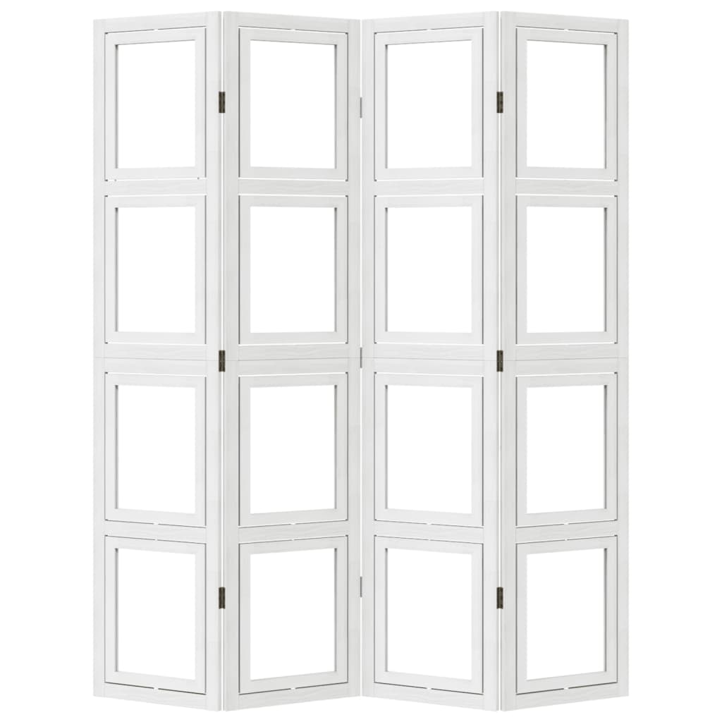Kamerscherm met 4 panelen massief paulowniahout wit is nu te koop bij PeponiXL, paradijselijk wonen!