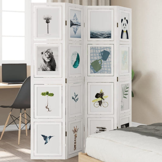 Kamerscherm met 4 panelen massief paulowniahout wit is nu te koop bij PeponiXL, paradijselijk wonen!