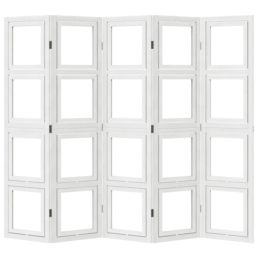 Kamerscherm met 5 panelen massief paulowniahout wit is nu te koop bij PeponiXL, paradijselijk wonen!