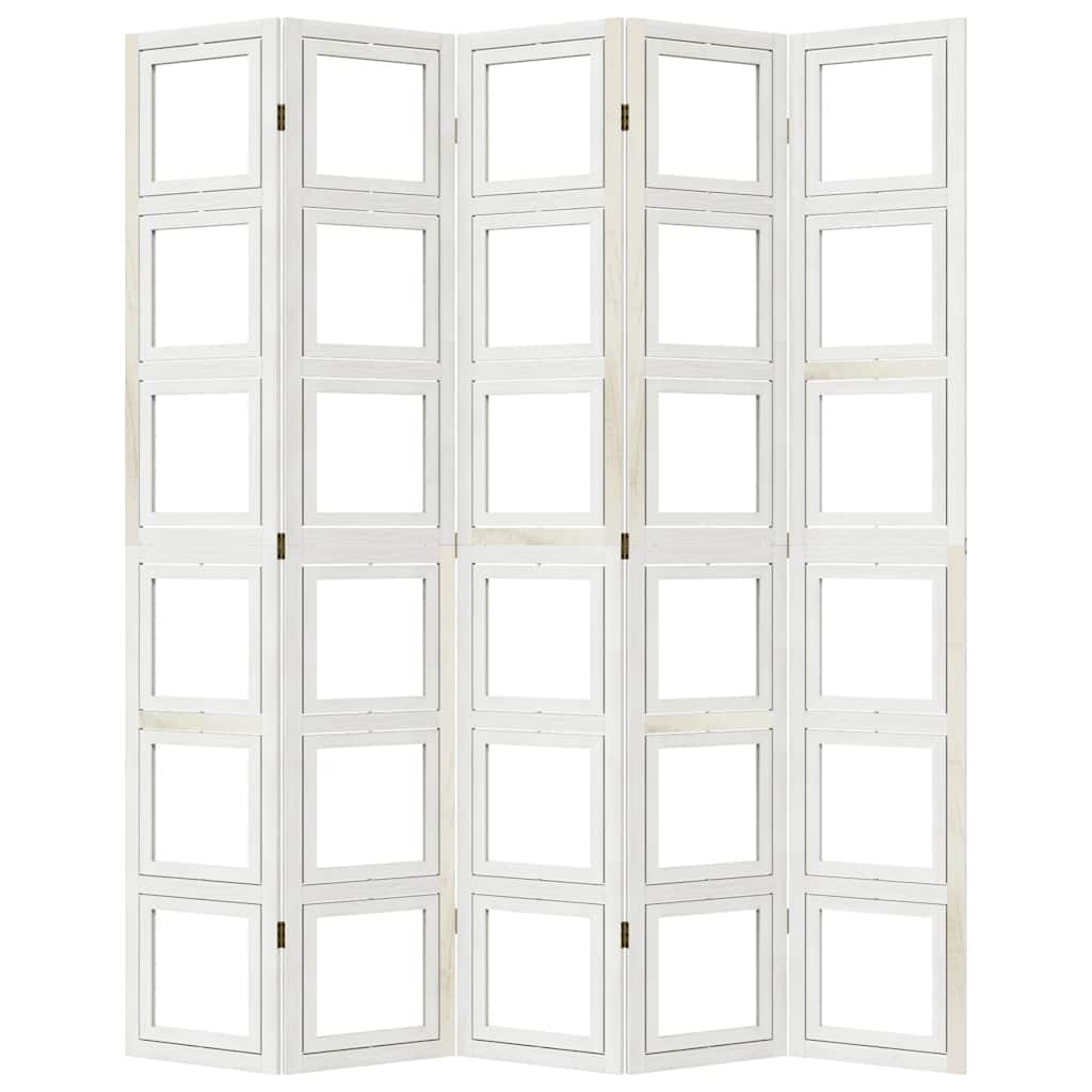 Kamerscherm met 5 panelen massief paulowniahout wit is nu te koop bij PeponiXL, paradijselijk wonen!