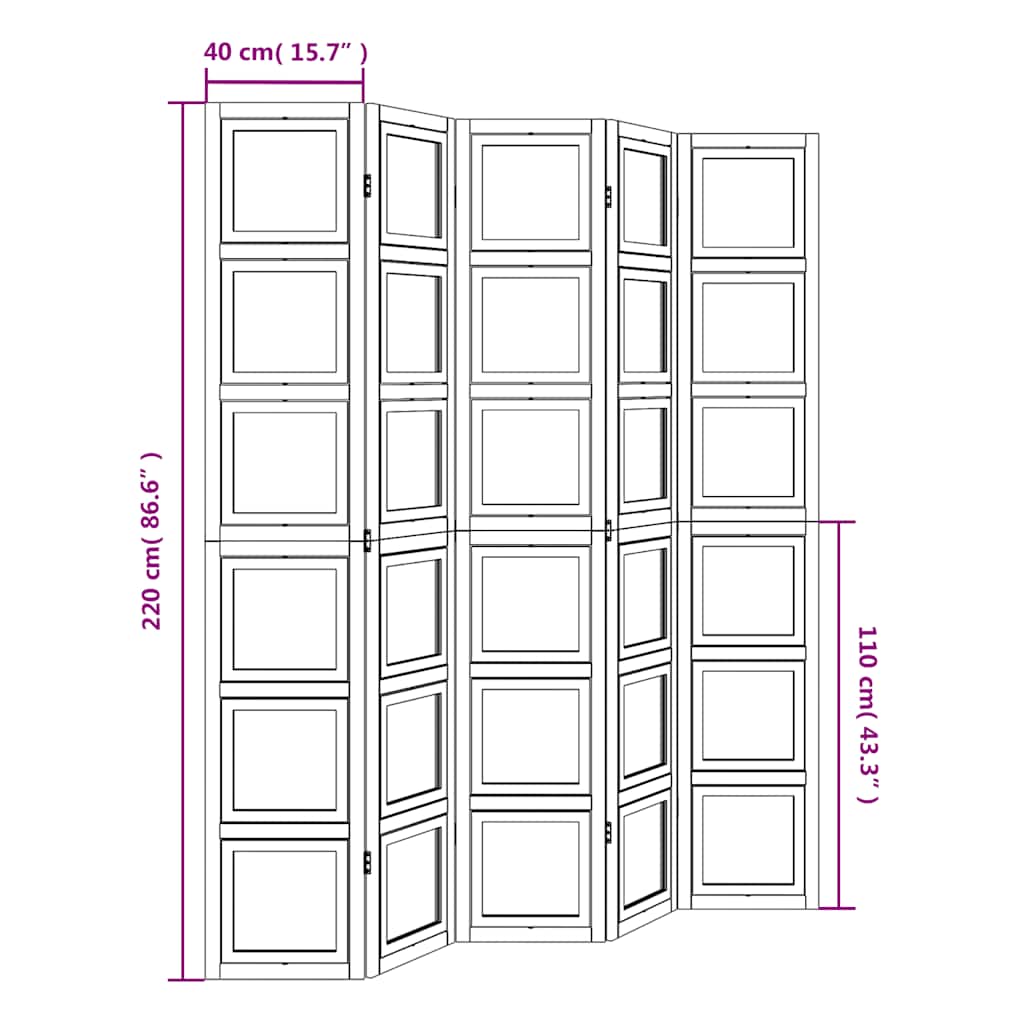 Kamerscherm met 5 panelen massief paulowniahout wit is nu te koop bij PeponiXL, paradijselijk wonen!