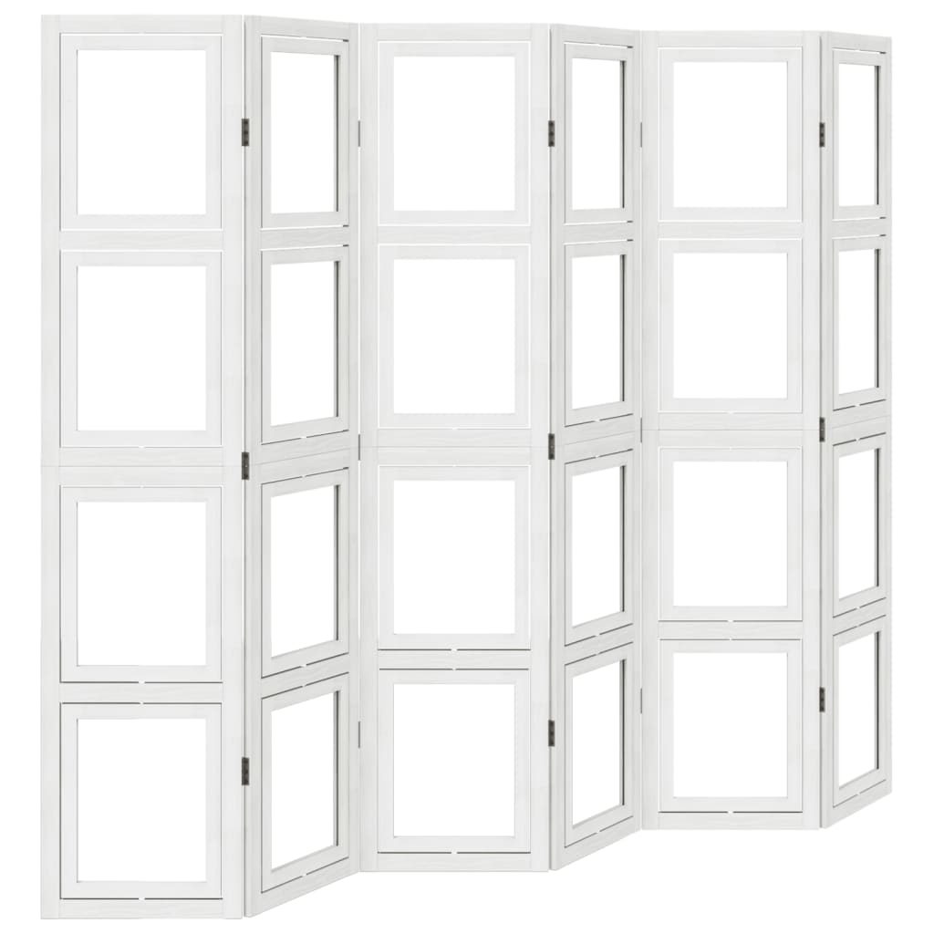 Kamerscherm met 6 panelen massief paulowniahout wit is nu te koop bij PeponiXL, paradijselijk wonen!