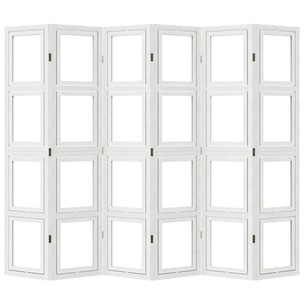 Kamerscherm met 6 panelen massief paulowniahout wit is nu te koop bij PeponiXL, paradijselijk wonen!