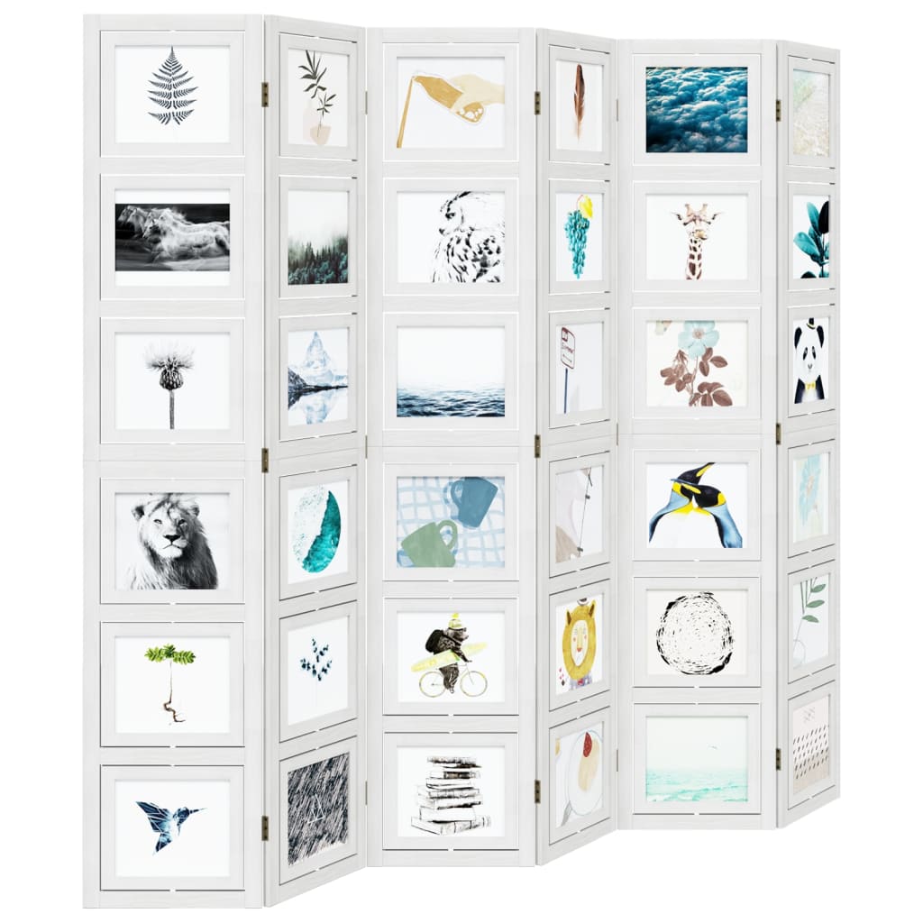 Kamerscherm met 6 panelen massief paulowniahout wit is nu te koop bij PeponiXL, paradijselijk wonen!