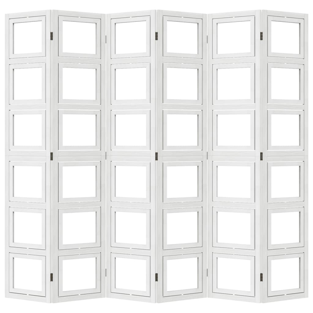 Kamerscherm met 6 panelen massief paulowniahout wit is nu te koop bij PeponiXL, paradijselijk wonen!