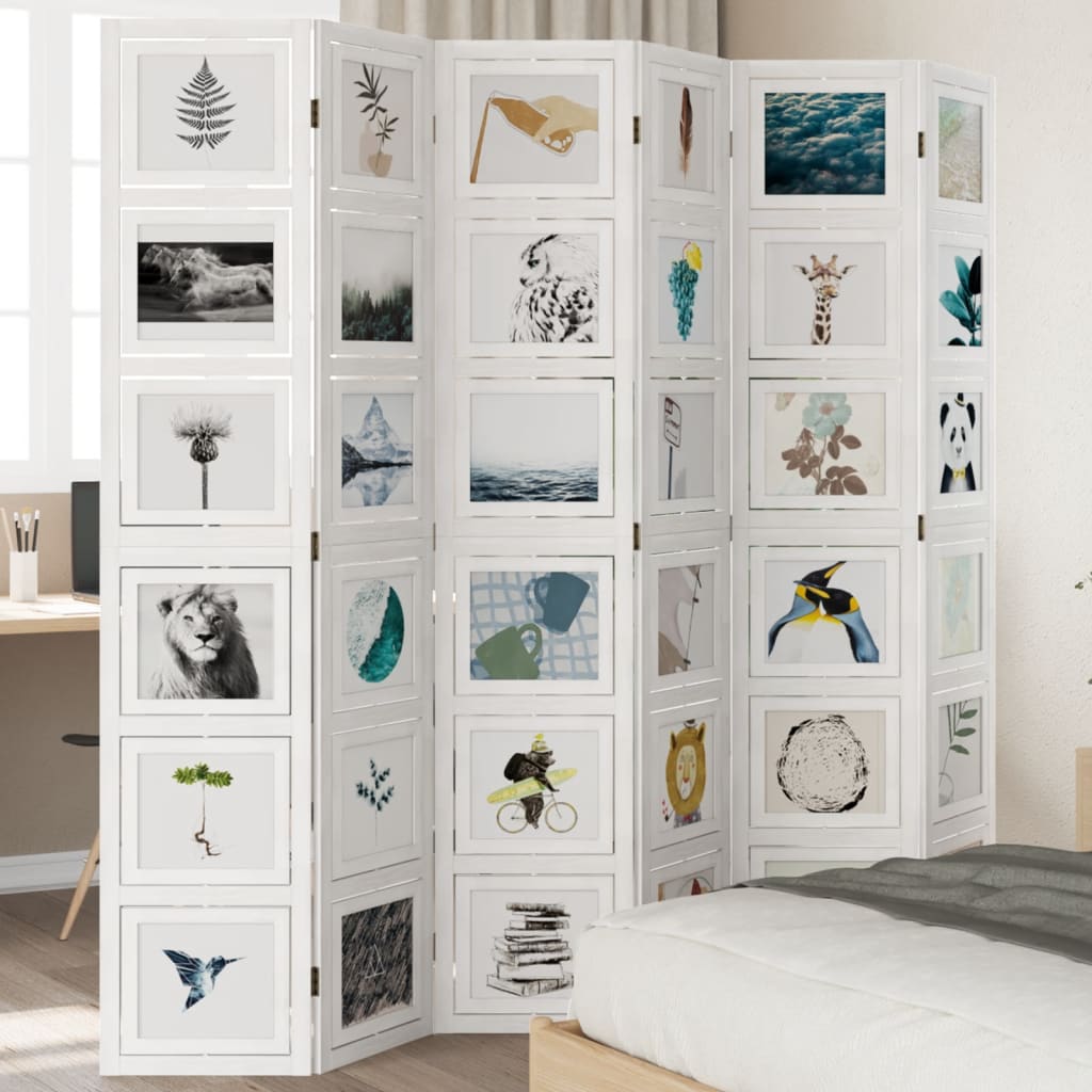 Kamerscherm met 6 panelen massief paulowniahout wit is nu te koop bij PeponiXL, paradijselijk wonen!