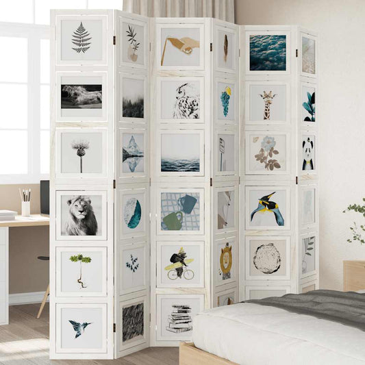 Kamerscherm met 6 panelen massief paulowniahout wit is nu te koop bij PeponiXL, paradijselijk wonen!