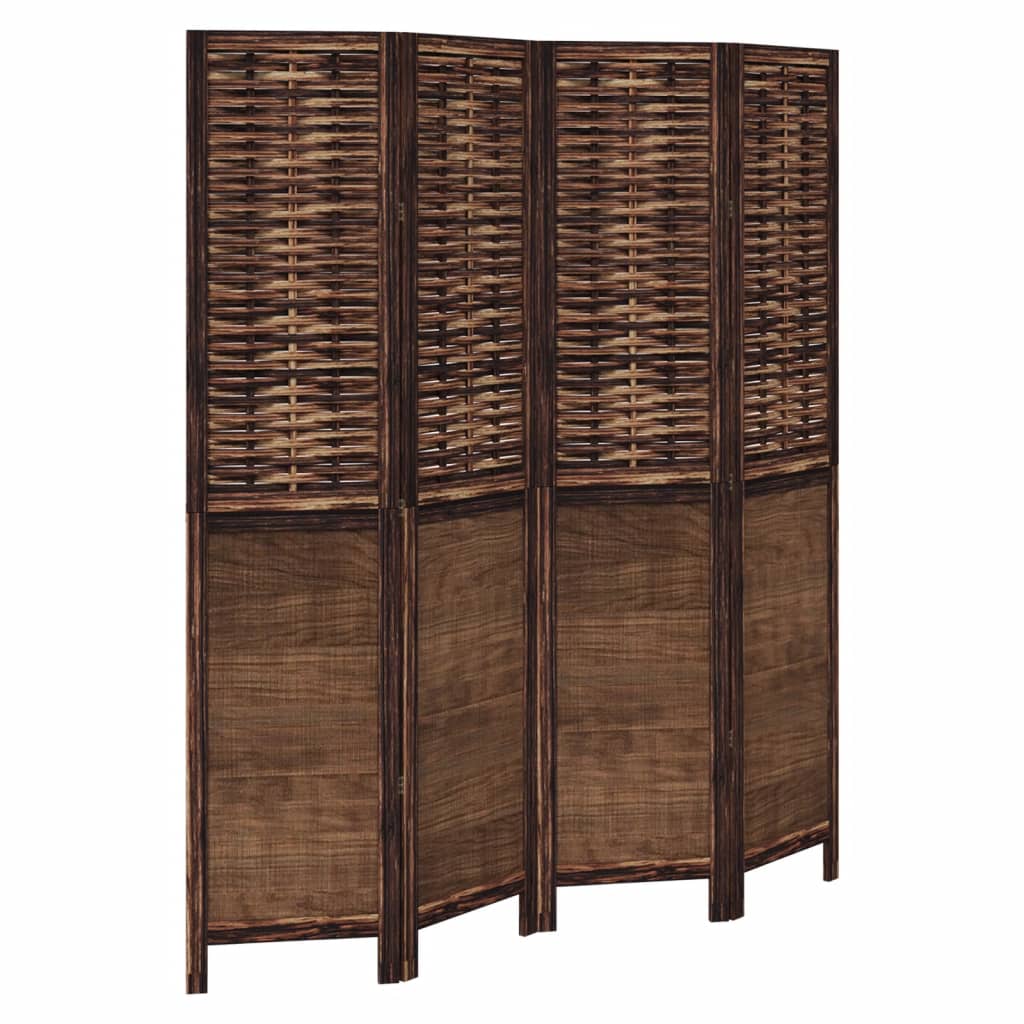 Kamerscherm met 4 panelen massief paulowniahout donkerbruin is nu te koop bij PeponiXL, paradijselijk wonen!