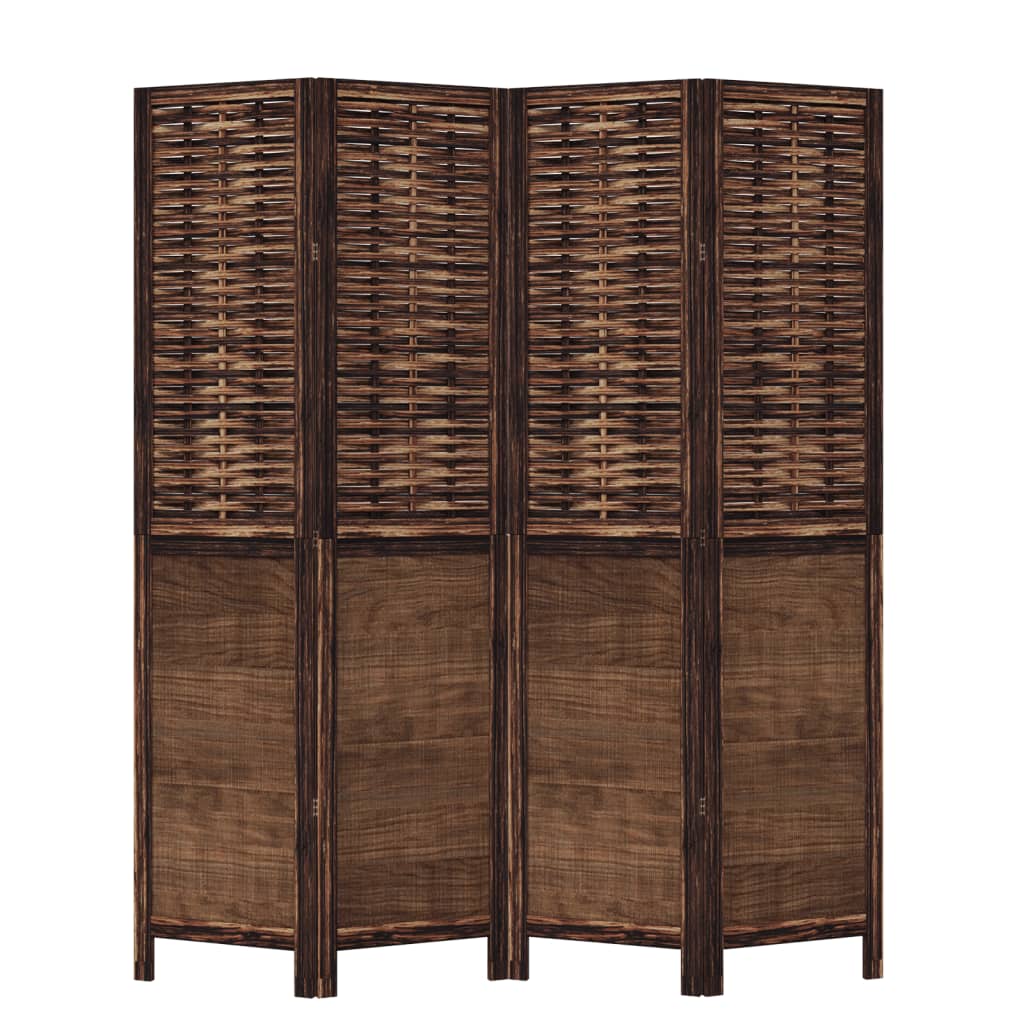 Kamerscherm met 4 panelen massief paulowniahout donkerbruin is nu te koop bij PeponiXL, paradijselijk wonen!