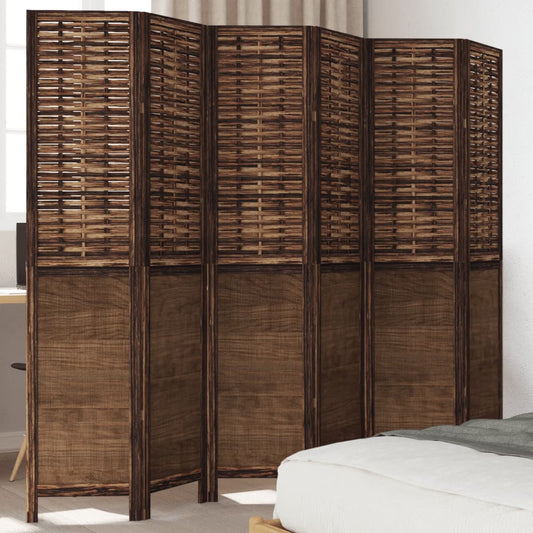 Kamerscherm met 6 panelen massief paulowniahout donkerbruin is nu te koop bij PeponiXL, paradijselijk wonen!